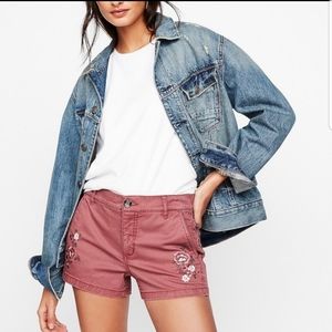 New Express Mid-Rise Embroidered Twill Shorts Sz 0